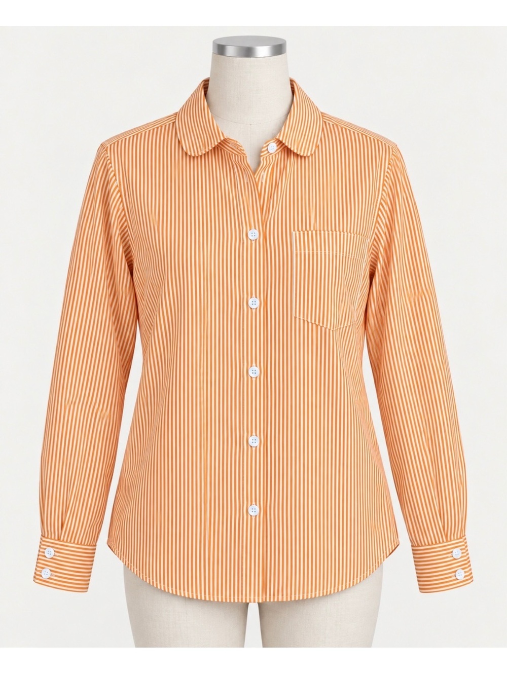 : Kate Spade New York Women’s Size 10 Orange White Striped Button-Down Shirt